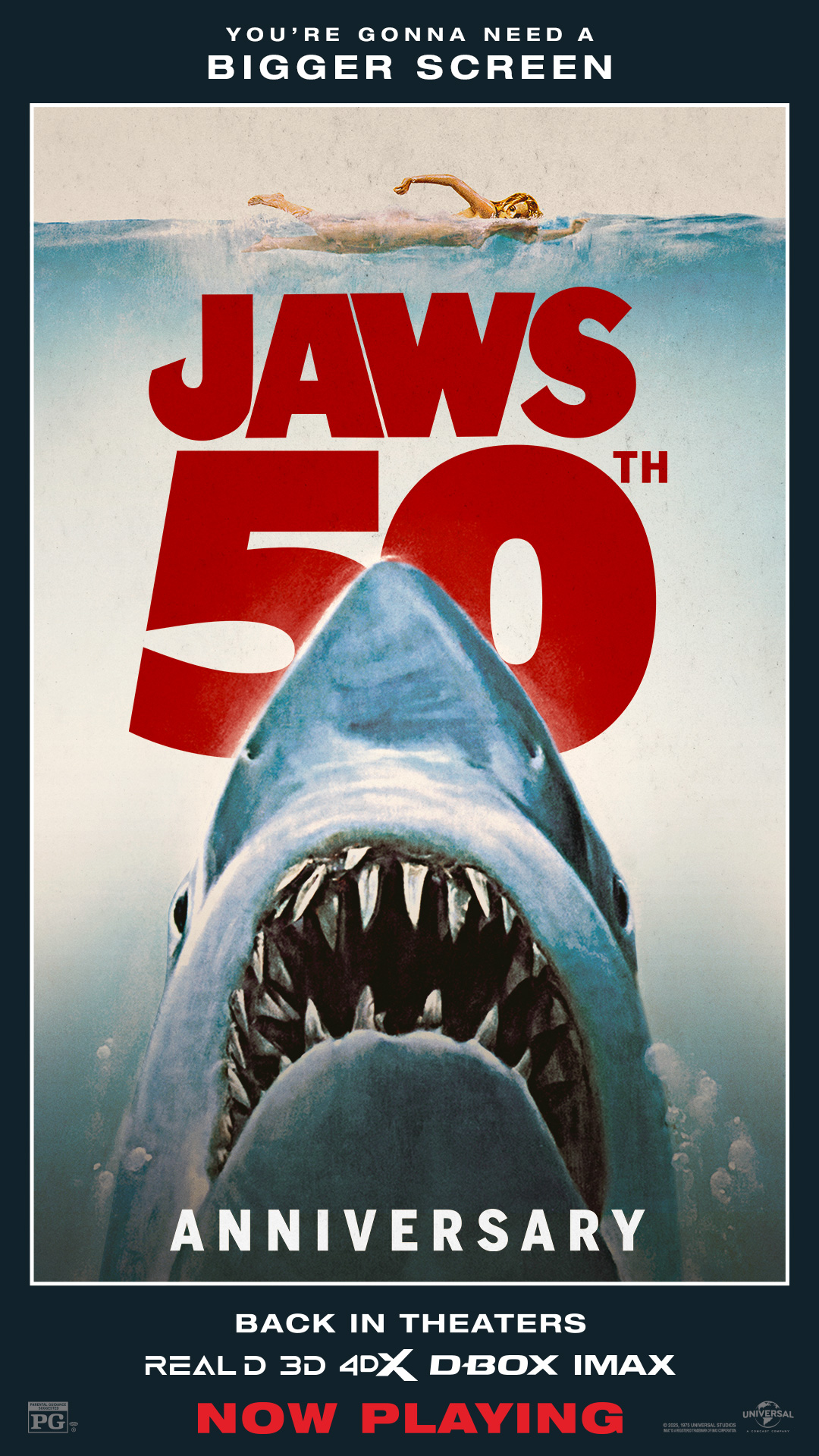 JAWS- 50th Anniversary Movie Poster